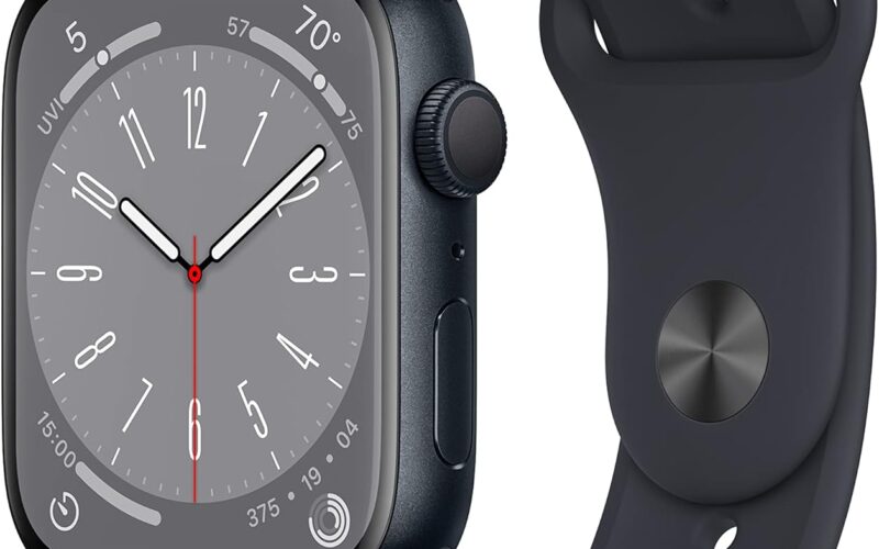 Discover the Renewed Apple Watch Series 8 - 45mm Midnight Aluminum & Sport Band!